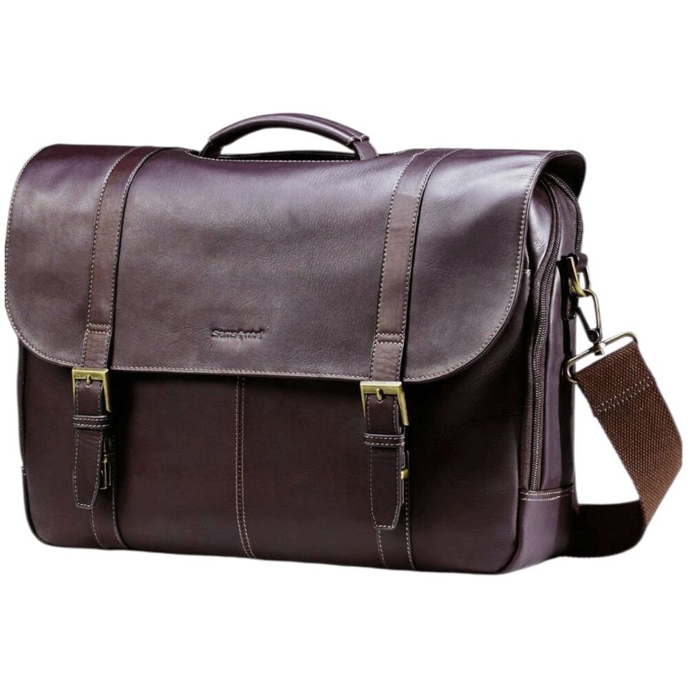 SAMSONITE Columbian Leather Flapover Briefcase Laptop Bag